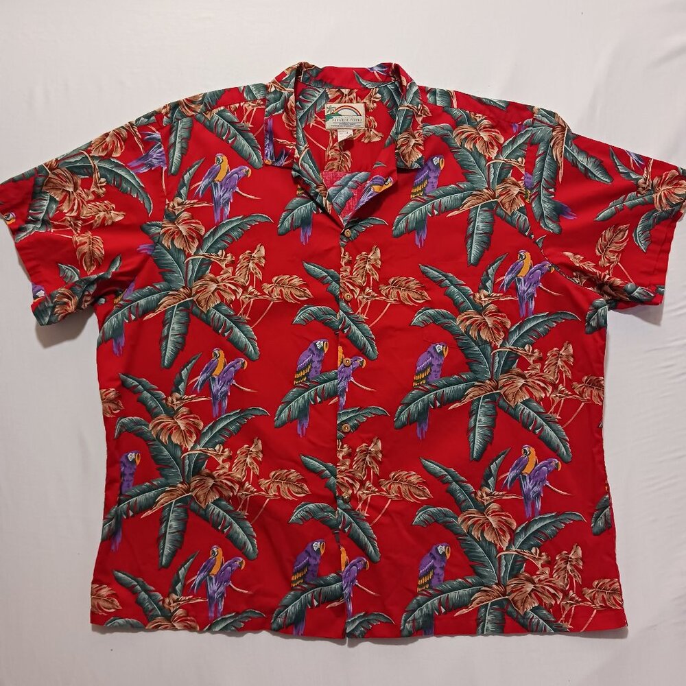 Paradise Found Hawaiian Short Sleeve Jungle Bird Magnum PI Button Down Shirt 4XL - Picture 1 of 13